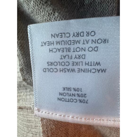 White + Warren cotton Silk Blend Sift Mock Neck Pullover Tan Sweater VGC - Picture 8 of 9